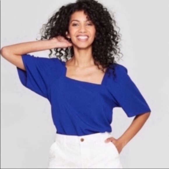 a new day Tops - NWT A New Day Blue Square Neck Blouse